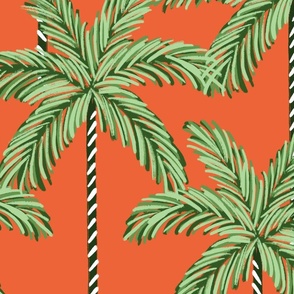 Vintage Palm Trees Retro Orange Red and Green -  Large