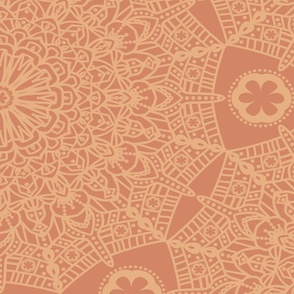 Sweet Summer Lace Mandalas-Burning Sand Orange-Art Nouveau Palette-Jumbo Scale Half-drop