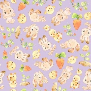 Small Scale bunnies and chicks lilac