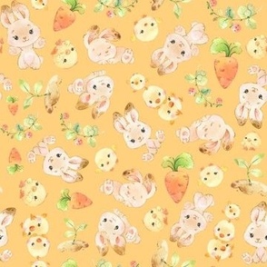 small scale bunnies and chicks pale orange