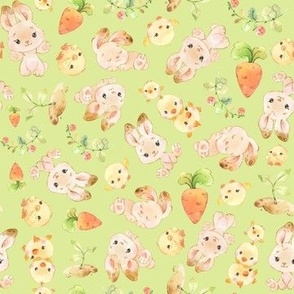 Small Scale bunnies and chicks pale green