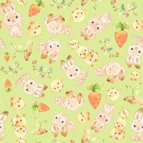 bunnies and chicks pale green