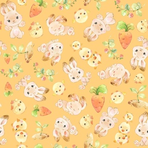 Large Scale bunnies and chicks pale orange