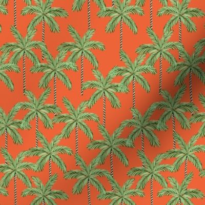 Vintage Palm Trees Retro Orange Red and Green -  Small