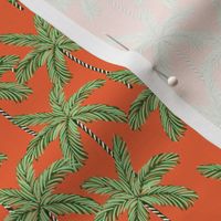 Vintage Palm Trees Retro Orange Red and Green -  Small