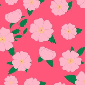Wildflower Delight: Sweet Briar Rose Flowers in Pink Large