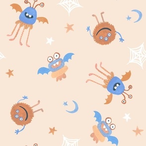 Cute Monster toss peachy pastels halloween non directional