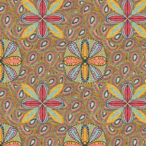 Retro Mandalas (sized for wallpaper) on Textured Background