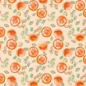 Watercolor Oranges in Pale Peach - (S)