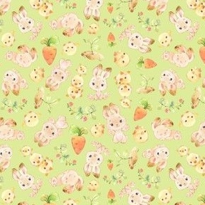 Micro Scale bunnies and chicks pale green