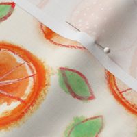 Watercolor Oranges in Off White - (XXXL)