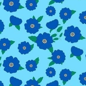 Wildflower Delight: Sweet Briar Rose Flowers in Blue Extra Small 