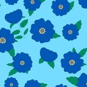 Wildflower Delight: Sweet Briar Rose Flowers in Blue Small