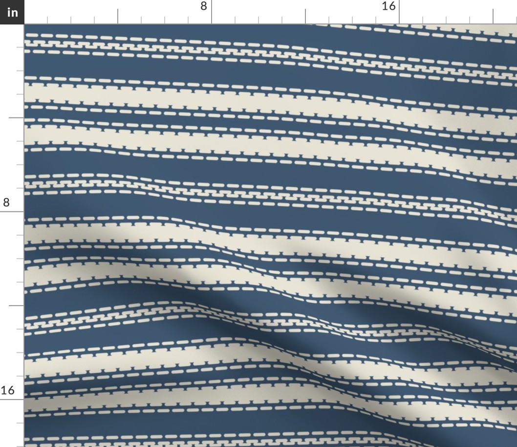 French stripes linen horizontal cream navy blue