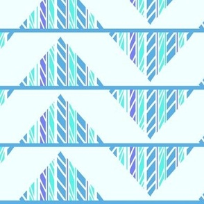 Zig zag, bunting triangles in pale blue, green, bright blue, large