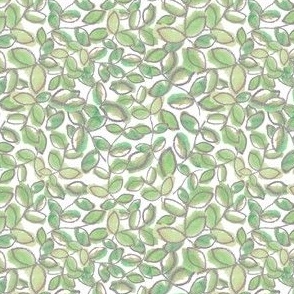 Green Watercolor Leaves with Gray Outlines - (M)