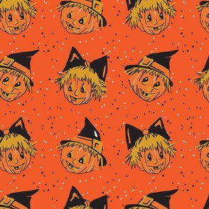 Vintage Halloween Scarecrow Pumpkins