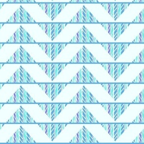Zig zag, bunting triangles in pale blue, green, bright blue, small