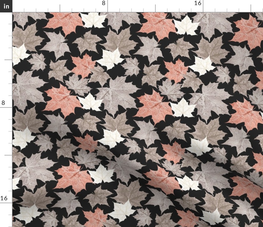 Autumn maple leaves  on dark grey