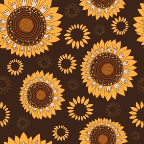 Sunflowers on dark background