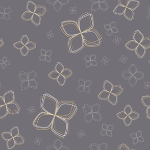 ABSTRACT FLORAL IN GRAY AND YELLOW No 01