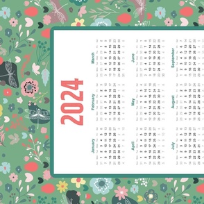 2024 Calendar Tea Towel – spring garden