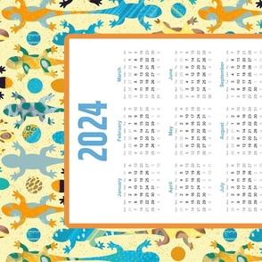 2024 Calendar Tea Towel – colorful lizards on yellow