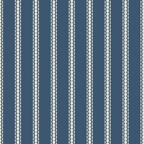 Vertical thin stripes french linen blue cream