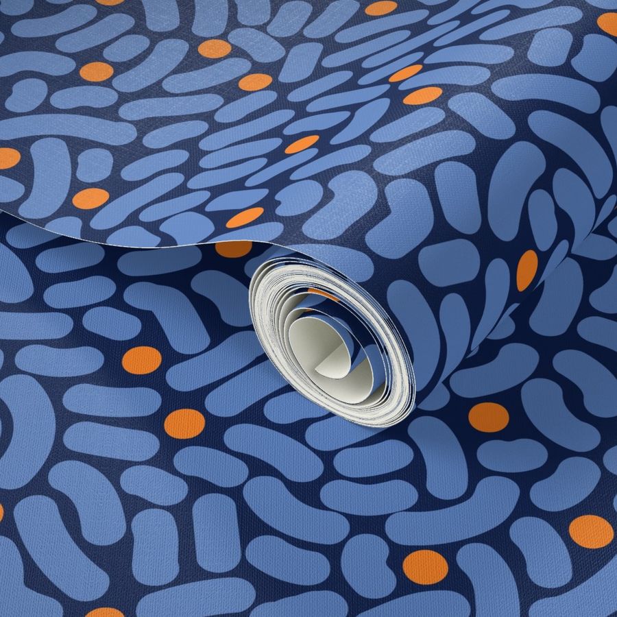 Non-Directional Wallpapers - Blue-Orange Wallpaper | Spoonflower