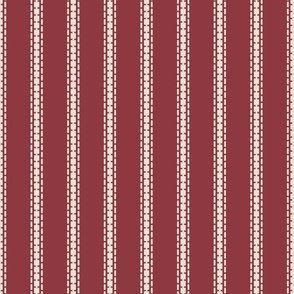 Vertical thin stripes french linen red cream