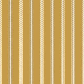 Vertical thin stripes french linen mustard yellow cream