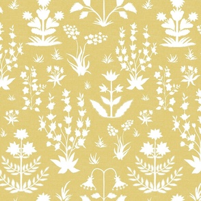 Mughal Field Silhouette in Mustard and White