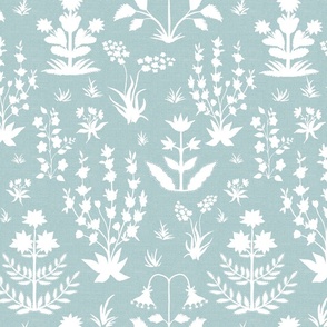 Mughal Field Silhouette in Robins Egg Blue and White
