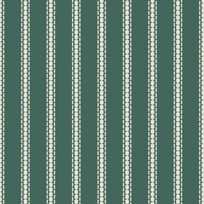 Vertical thin stripes french linen pine green cream