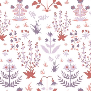 Mughal Field Lilac Burnt Red 