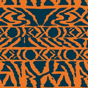 boho abstract in orange and navy by rysunki-malunki