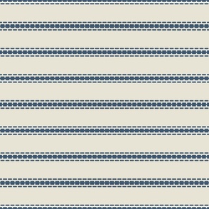 Horizontal thin stripes french linen cream blue
