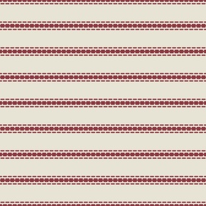 Horizontal thin stripes french linen cream red