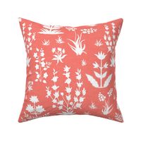 Mughal Field Silhouette in Coral and White
