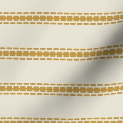 Horizontal thin stripes french linen cream mustard yellow