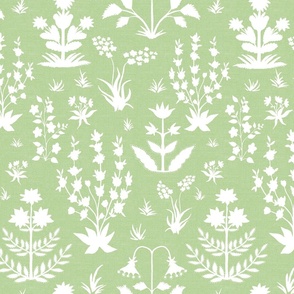 Mughal Field Silhouette in Spring Green 2 and White