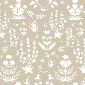 Mughal Field Silhouette in Bleeker Beige and White