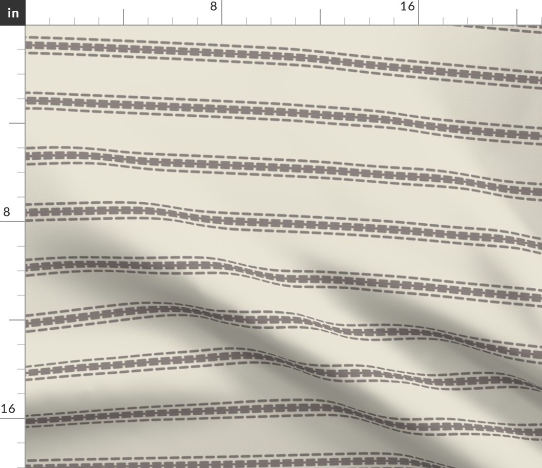 Horizontal thin stripes french linen neutral cream greige