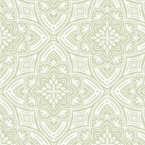 Hand Drawn Lace Wallpaper in Celery