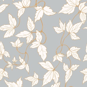 Hand drawn clematis vines in light grey