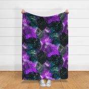 Galactic Alcohol Ink Swirl, Amethyst and Black with Teal