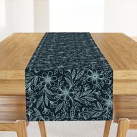 Fanciful Floral Multidirectional Line Drawing in Ice Blue