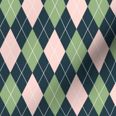 Preppy Argyle Pink Green and Navy