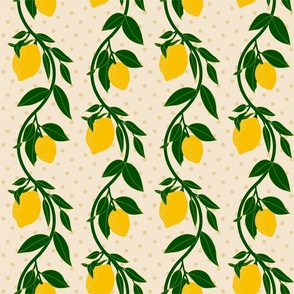 Hanging Lemons-Cream Background