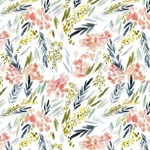 mini // Indigo Botanical Peach Watercolor Floral // 4”